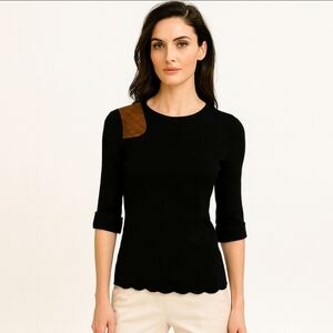 Lauren Ralph Lauren Navy Suede Womens Top Size Sm